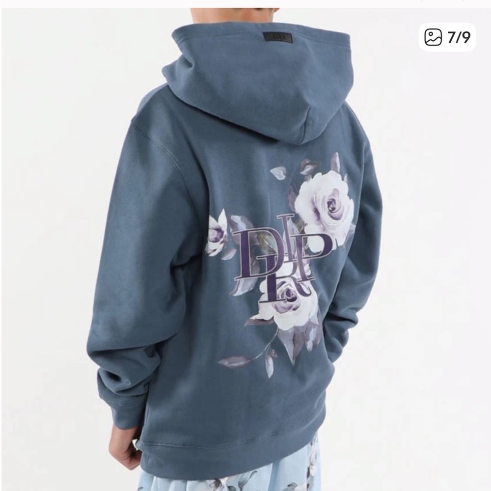 THE DRIP SHOP ROSE GARDEN GRAPHIC HOODIE-DENIM Youth medium